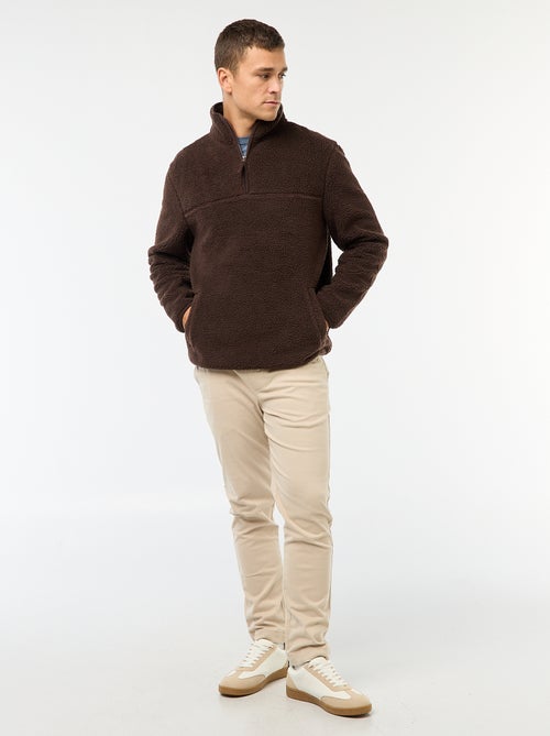 Effen sweater met rits en opstaande kraag - Kiabi