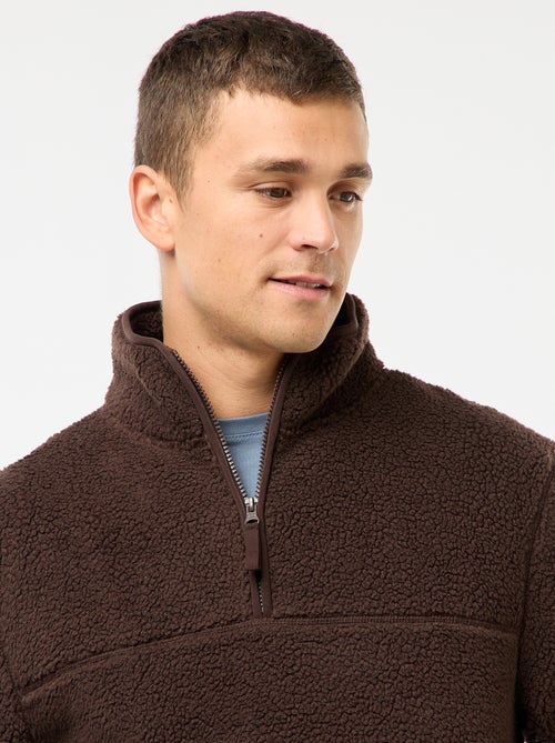 Effen sweater met rits en opstaande kraag - Kiabi