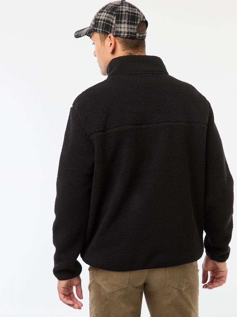 Effen sweater met rits en opstaande kraag zwart - Kiabi