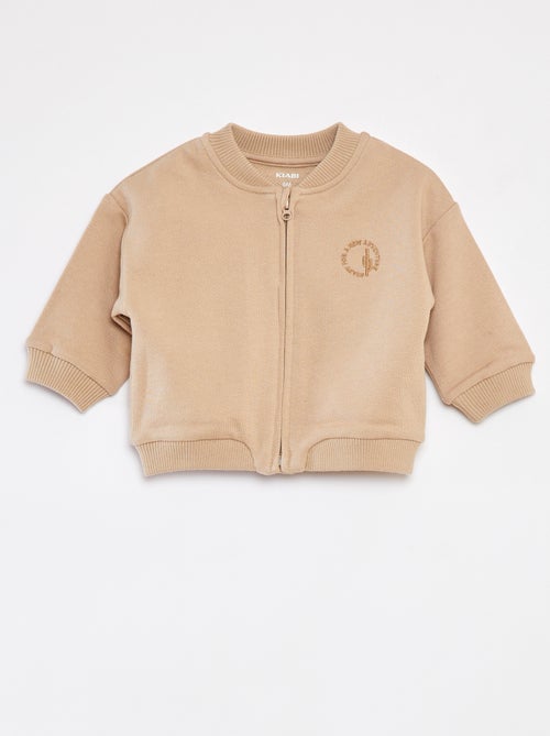Effen sweater met rits van french terry - Kiabi