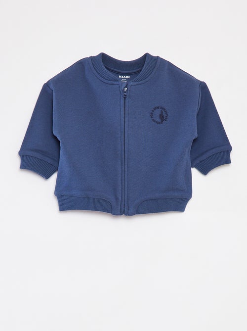 Effen sweater met rits van french terry - Kiabi