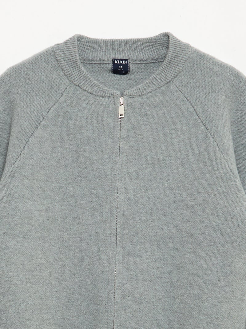 Effen sweater met ritsje aan de hals Grijs - Kiabi