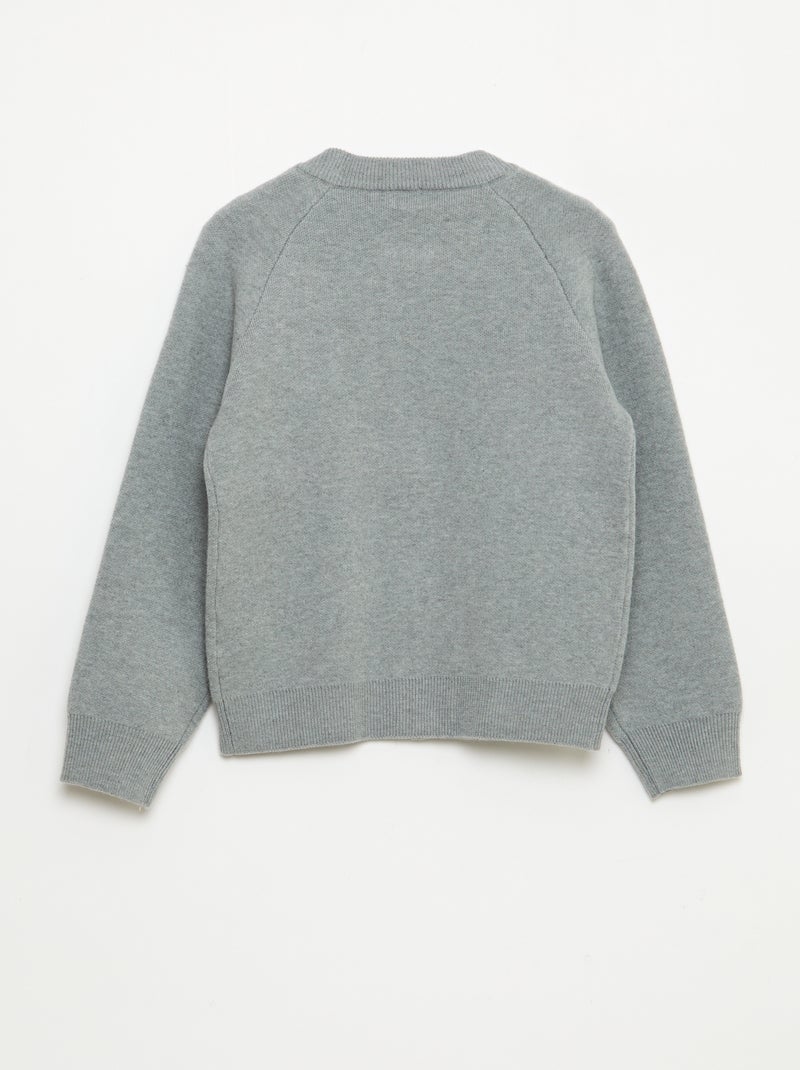 Effen sweater met ritsje aan de hals Grijs - Kiabi