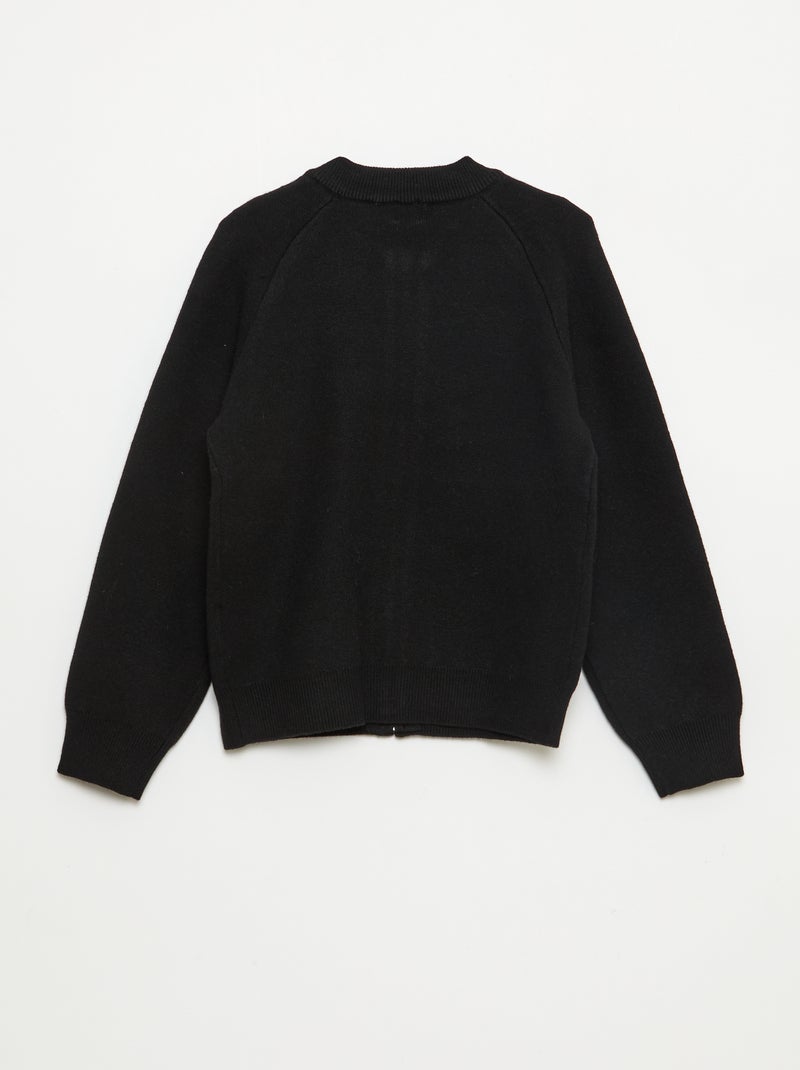 Effen sweater met ritsje aan de hals zwart - Kiabi