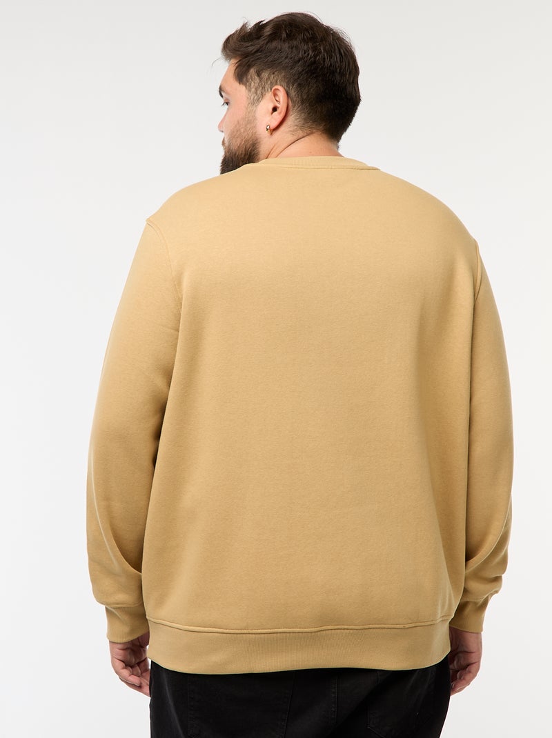 Effen sweater met ronde hals Biege - Kiabi