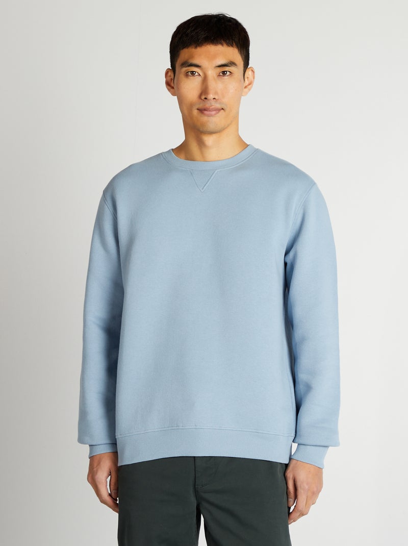 Effen sweater met ronde hals BLAUW - Kiabi