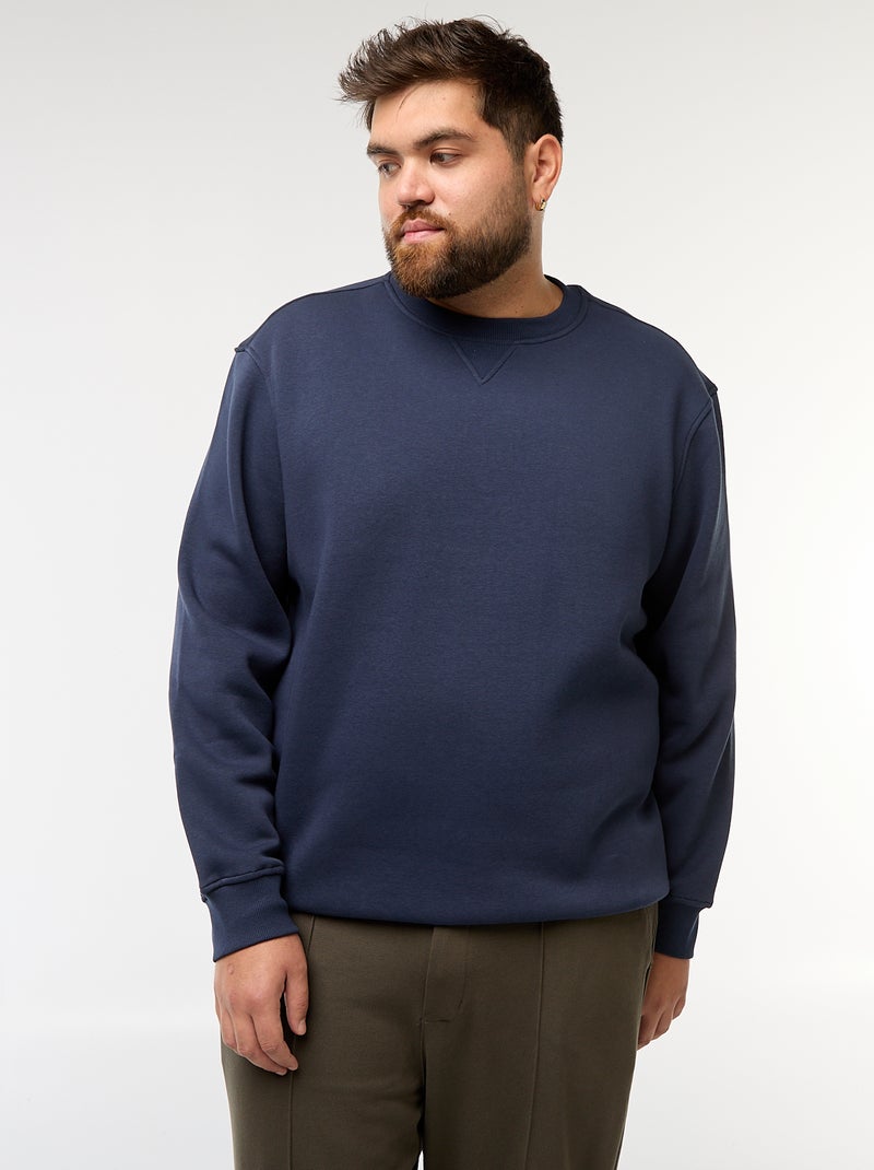 Effen sweater met ronde hals Blauw - Kiabi