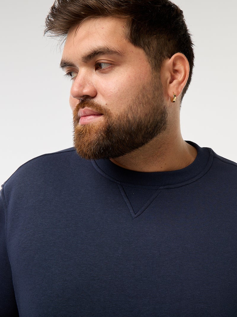 Effen sweater met ronde hals Blauw - Kiabi