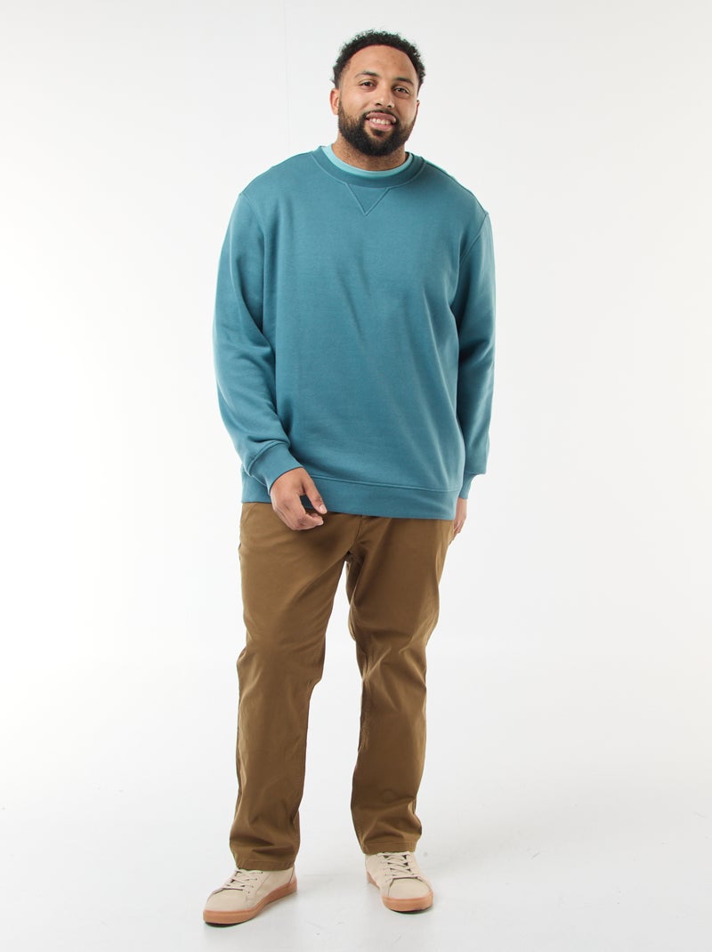 Effen sweater met ronde hals Blauw - Kiabi