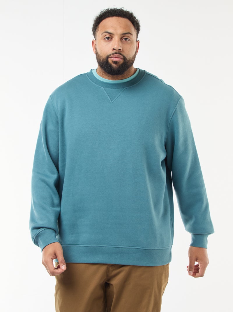 Effen sweater met ronde hals Blauw - Kiabi