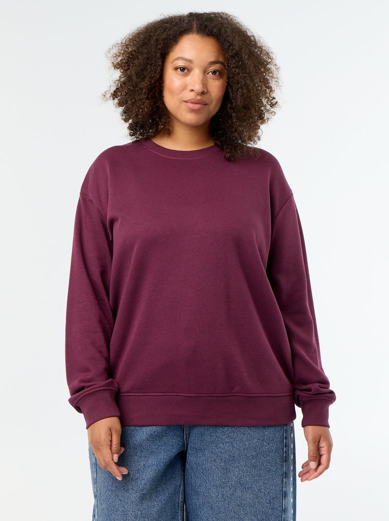 Effen sweater met ronde hals van French Terry Rose - Kiabi