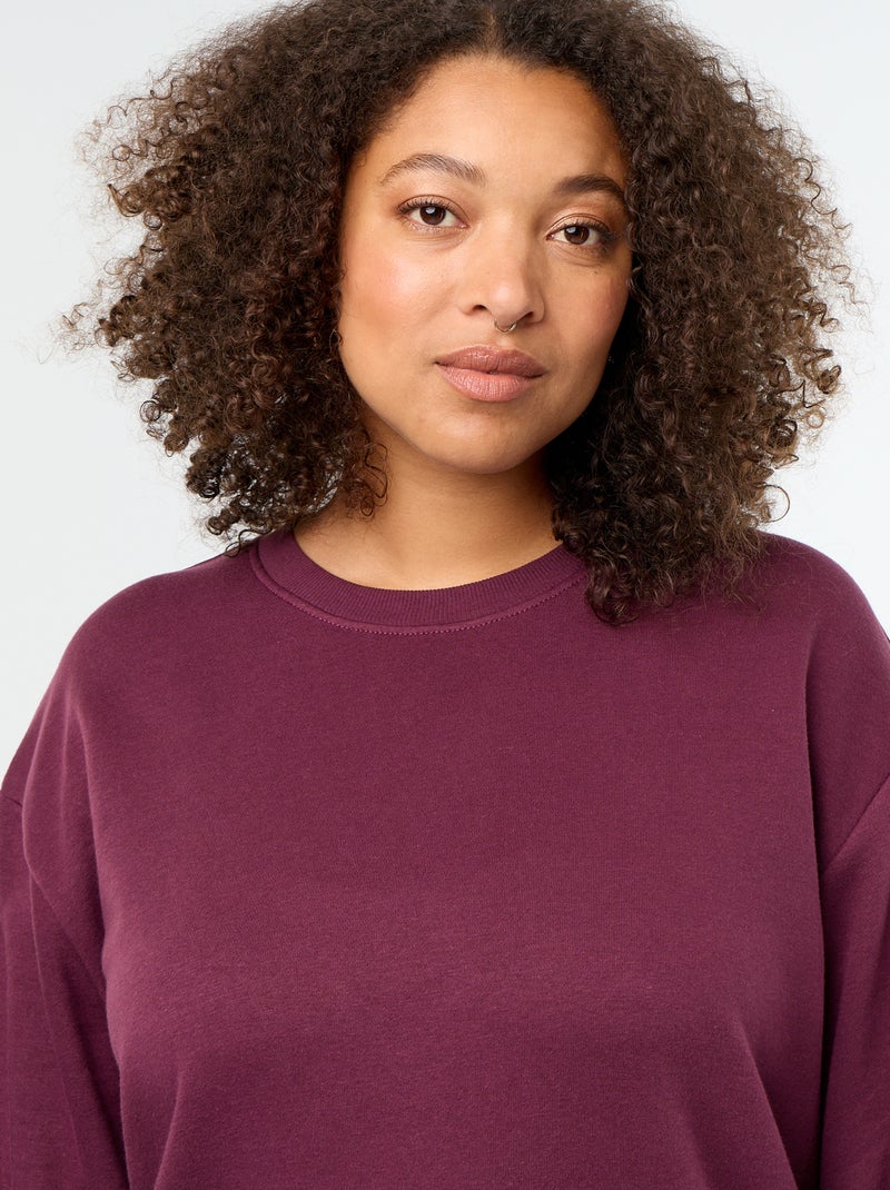 Effen sweater met ronde hals van French Terry Rose - Kiabi