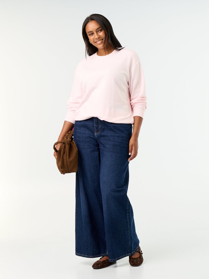Effen sweater met ronde hals van French Terry Rose - Kiabi
