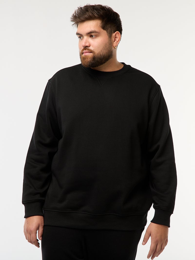 Effen sweater met ronde hals zwart - Kiabi