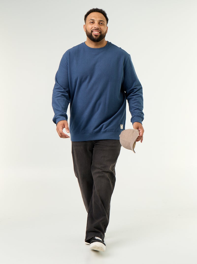 Effen sweater van geribde stof Blauw - Kiabi