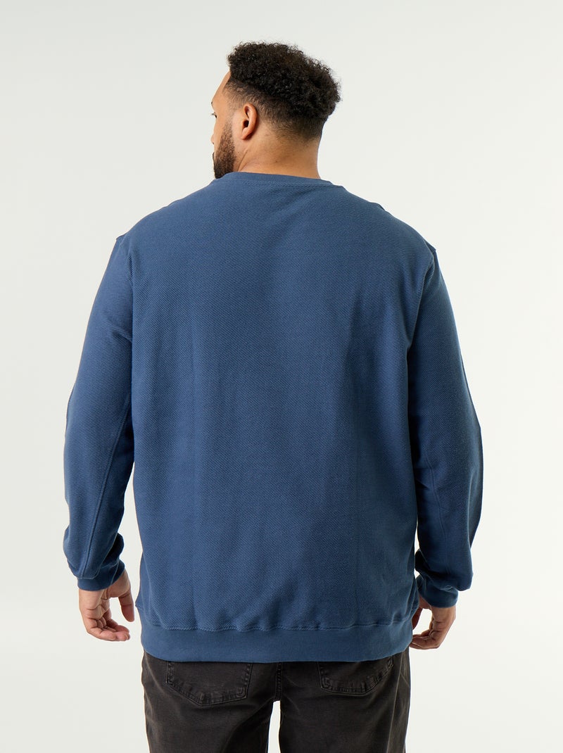 Effen sweater van geribde stof Blauw - Kiabi