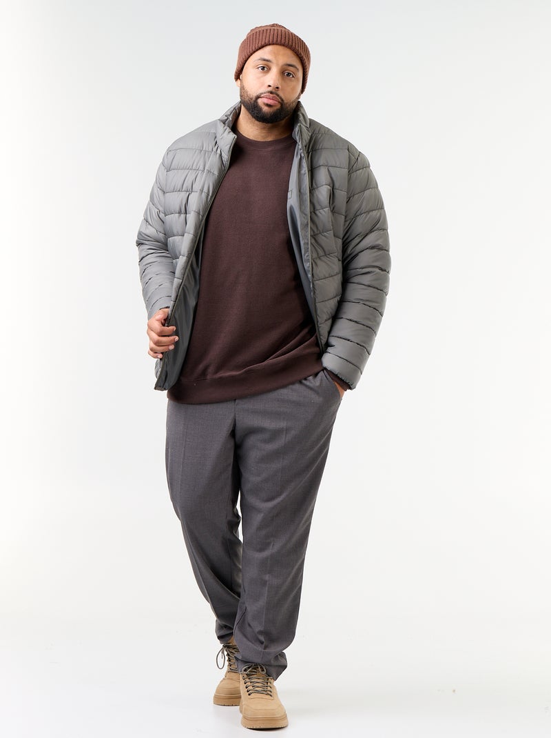 Effen sweater van geribde stof Bruin - Kiabi