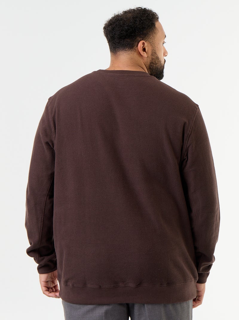 Effen sweater van geribde stof Bruin - Kiabi