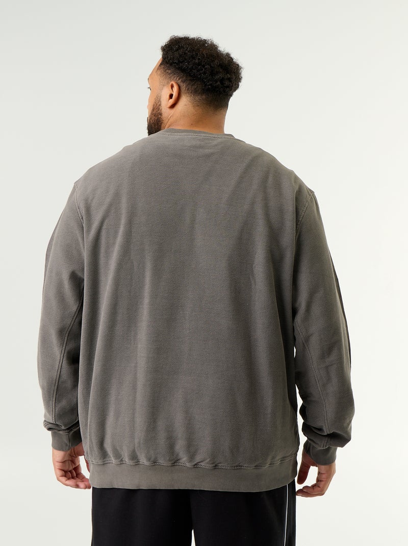 Effen sweater van geribde stof Grijs - Kiabi