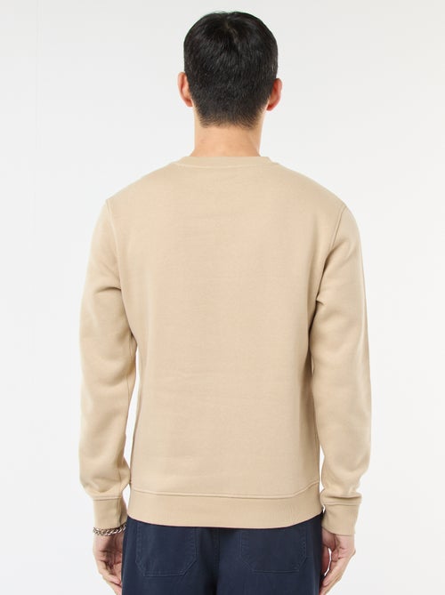 Effen sweater van geruwde fleece met ronde hals - Kiabi