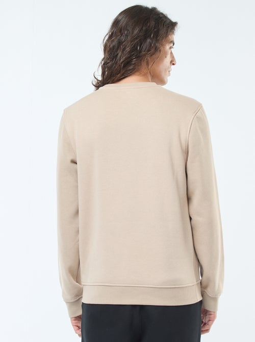 Effen sweater van geruwde fleece met ronde hals - Kiabi