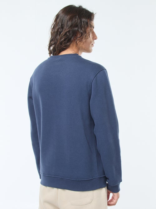 Effen sweater van geruwde fleece met ronde hals - Kiabi