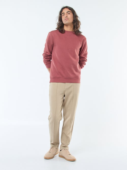 Effen sweater van geruwde fleece met ronde hals - Kiabi