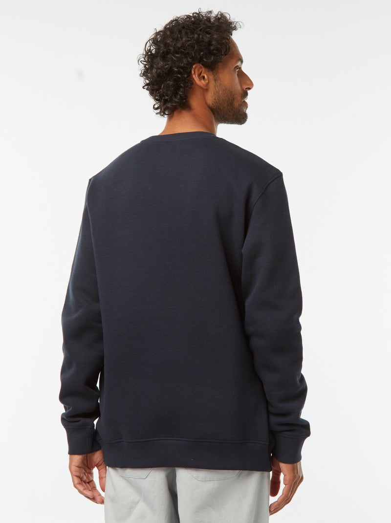 Effen sweater van geruwde joggingstof met ronde hals Blauw - Kiabi