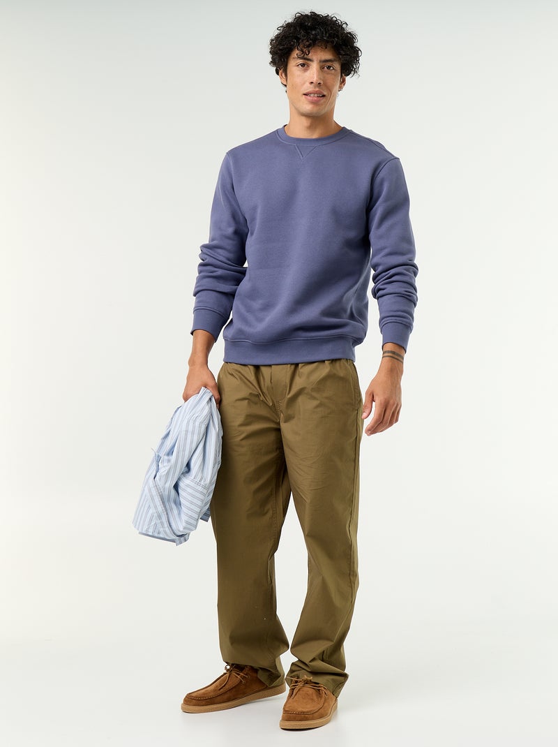 Effen sweater van geruwde molton Blauw - Kiabi