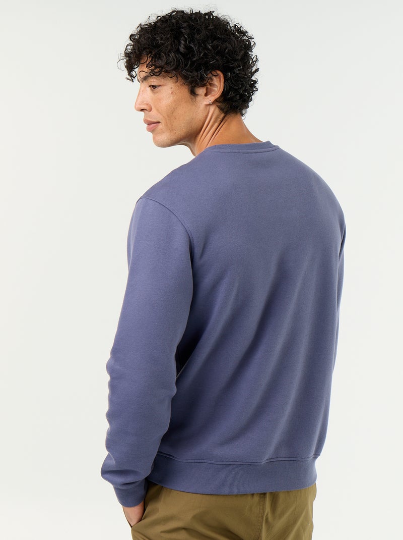 Effen sweater van geruwde molton Blauw - Kiabi