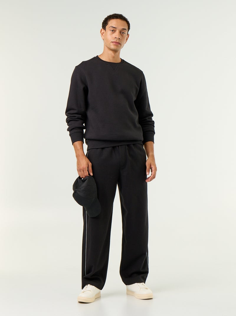 Effen sweater van geruwde molton Zwart - Kiabi