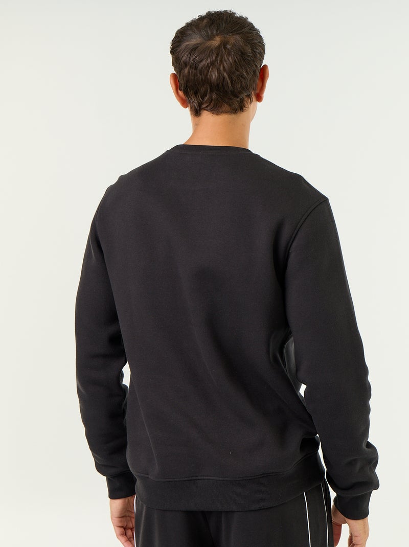 Effen sweater van geruwde molton Zwart - Kiabi