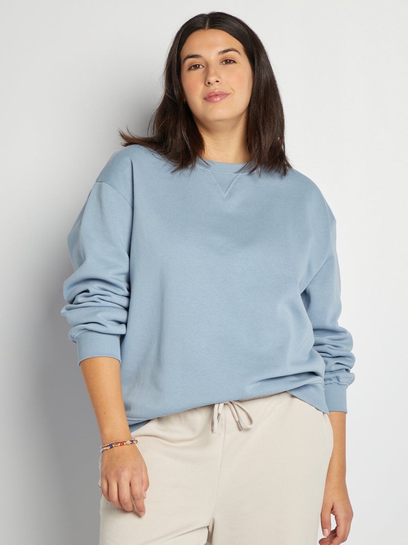 Effen sweater van joggingstof BLAUW - Kiabi