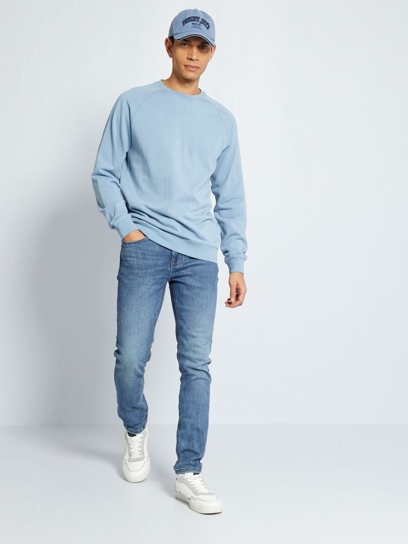 Effen sweater van joggingstof denim blauw - Kiabi