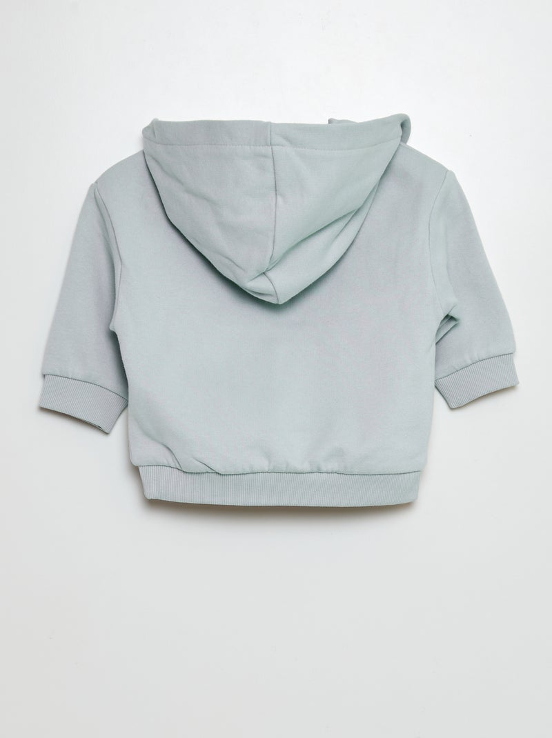 Effen sweater van joggingstof met capuchon BLAUW - Kiabi