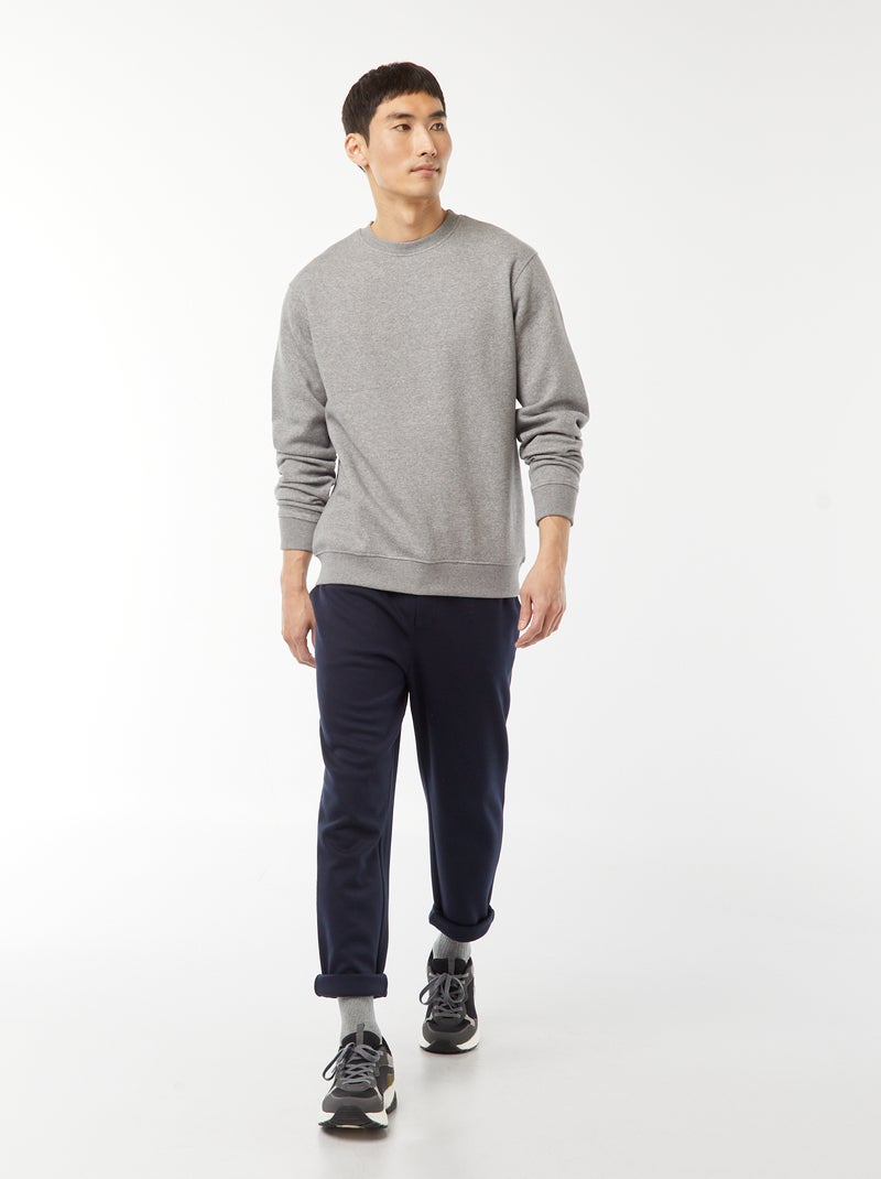 Effen sweater van joggingstof met ronde hals Grijs - Kiabi