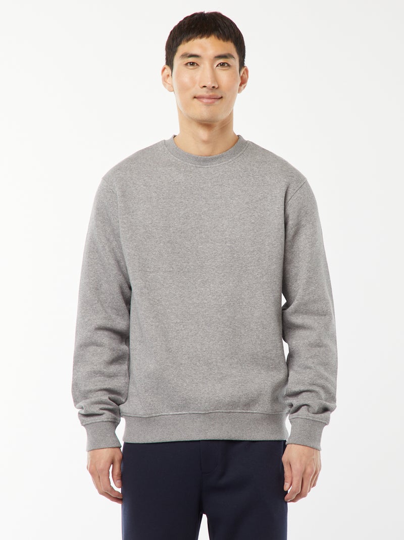 Effen sweater van joggingstof met ronde hals Grijs - Kiabi