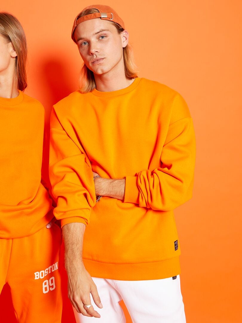 Effen sweater van joggingstof oranje - Kiabi