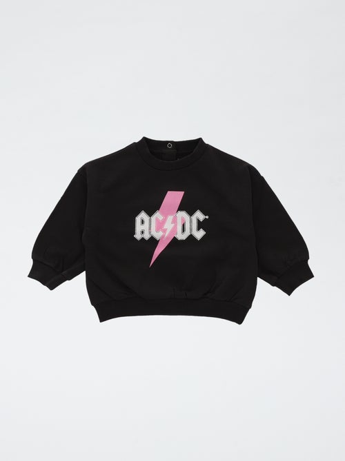 Effen sweater van katoenfleece met ACDC-print - Kiabi