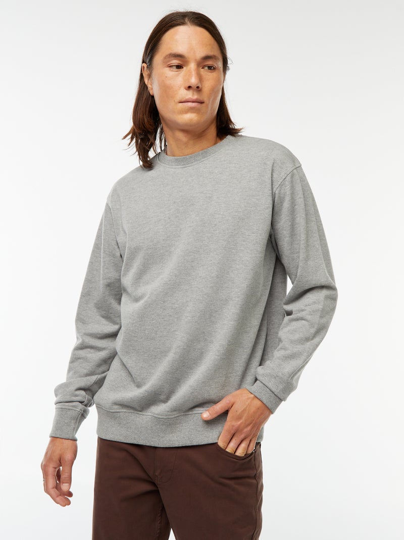 Effen sweater van lichte joggingstof Grijs - Kiabi