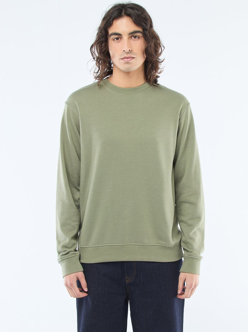 Effen sweater van lichte joggingstof Groen - Kiabi
