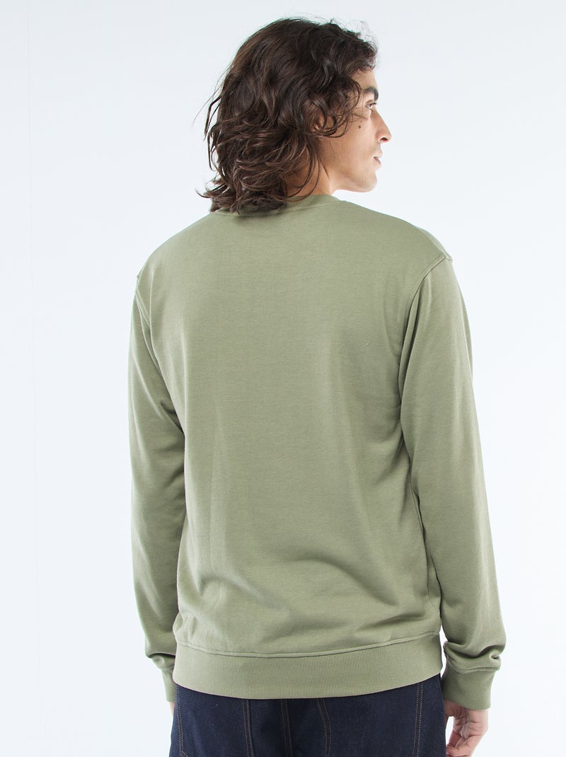 Effen sweater van lichte joggingstof Groen - Kiabi