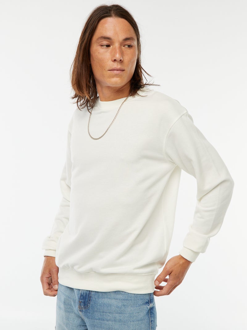 Effen sweater van lichte joggingstof Wit - Kiabi