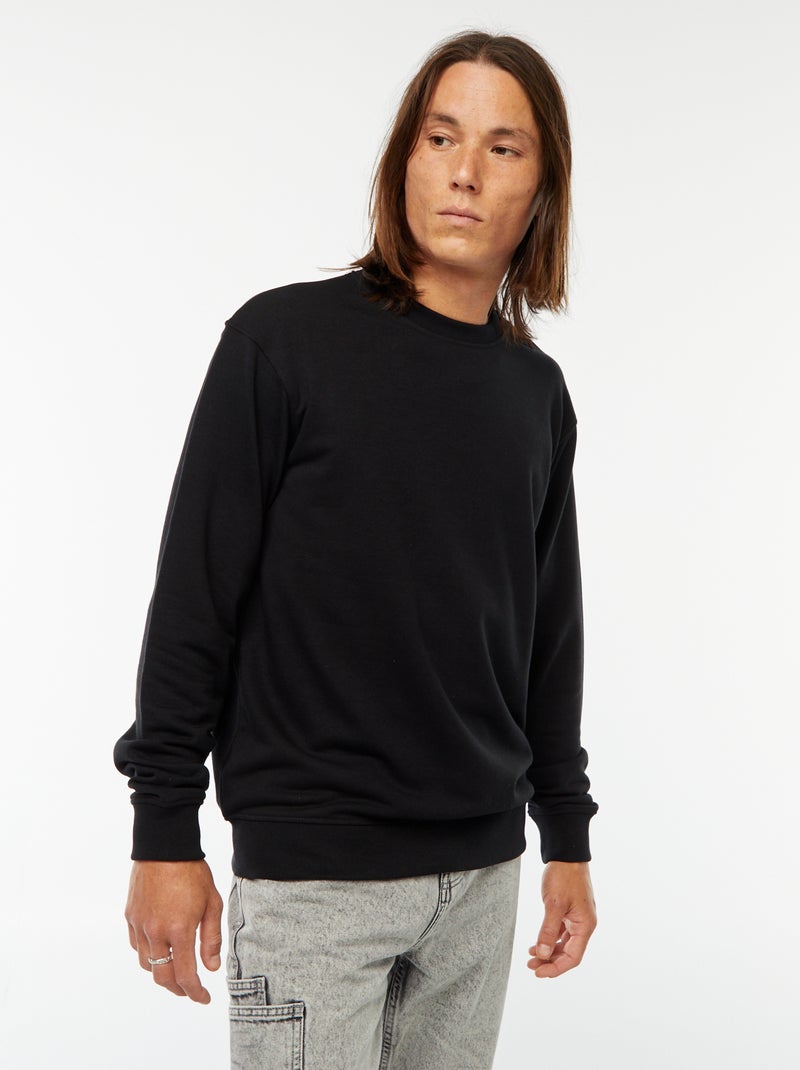 Effen sweater van lichte joggingstof zwart - Kiabi
