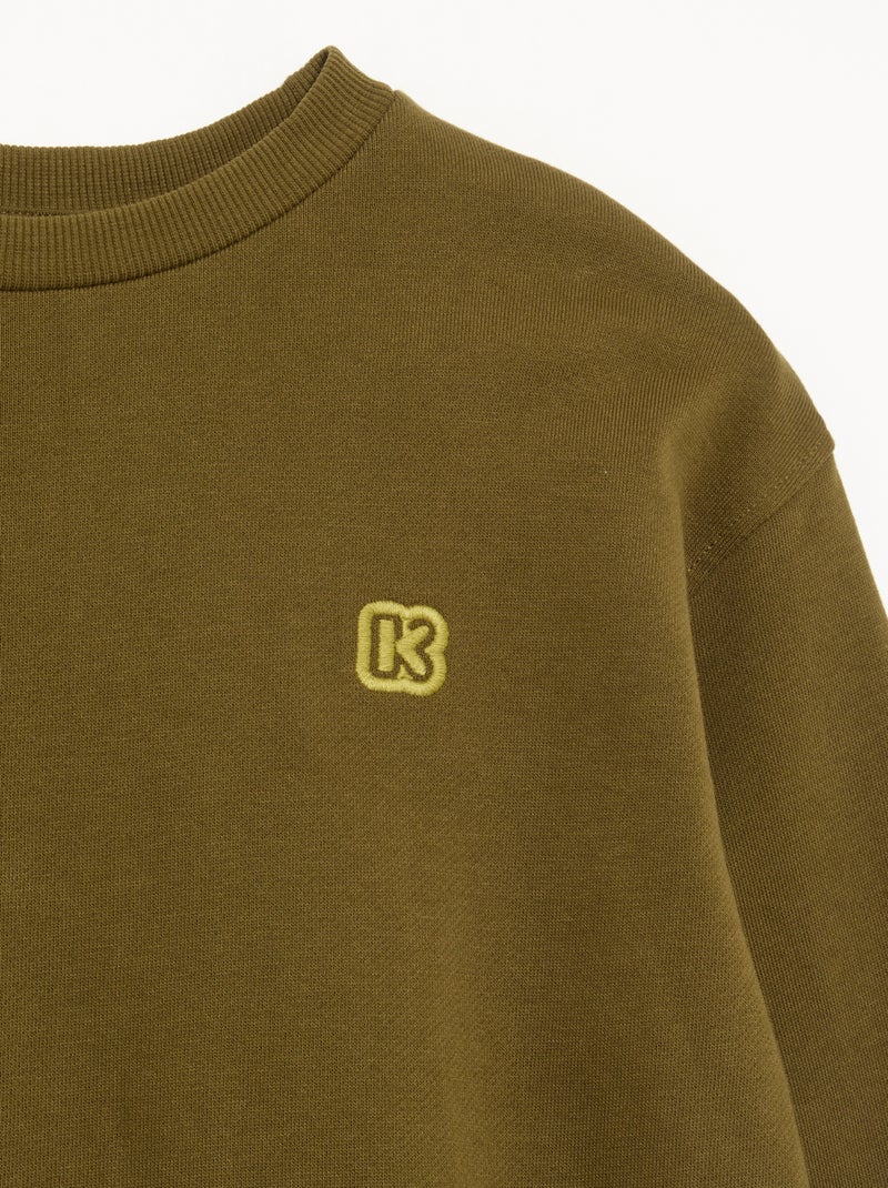 Effen sweater van ongeruwd molton voor kinderen - Kiabi Kaki - Kiabi
