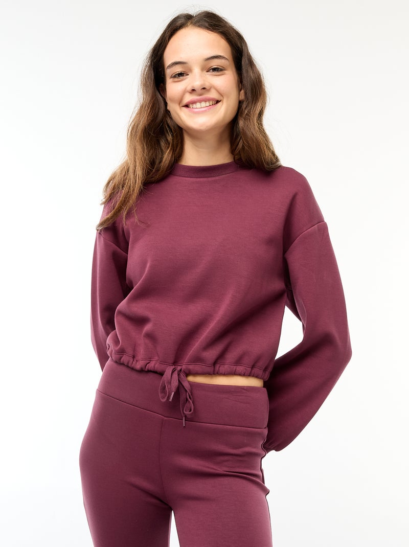 Effen sweater van warme en zachte joggingstof Rood - Kiabi