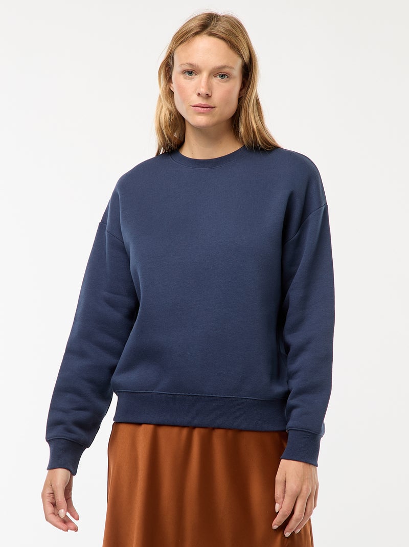 Effen sweater van warme joggingstof Blauw - Kiabi