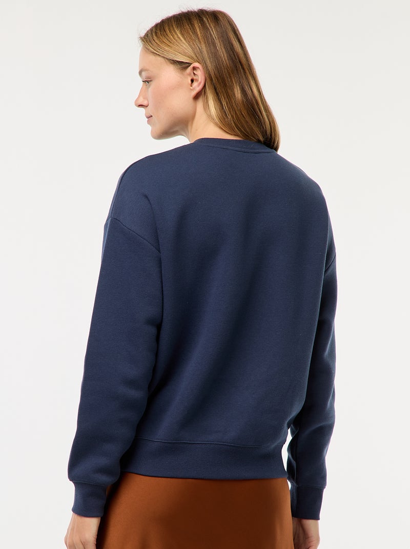 Effen sweater van warme joggingstof Blauw - Kiabi