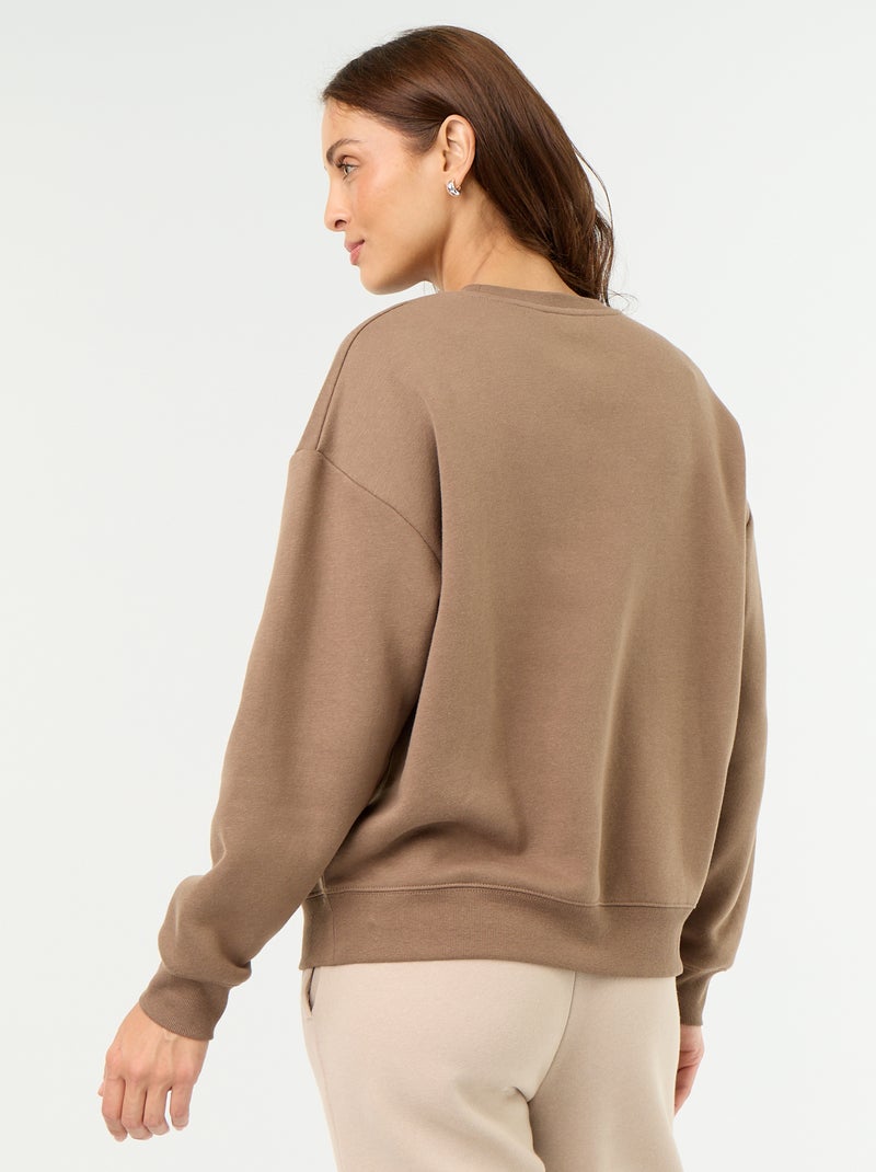 Effen sweater van warme joggingstof Bruin - Kiabi