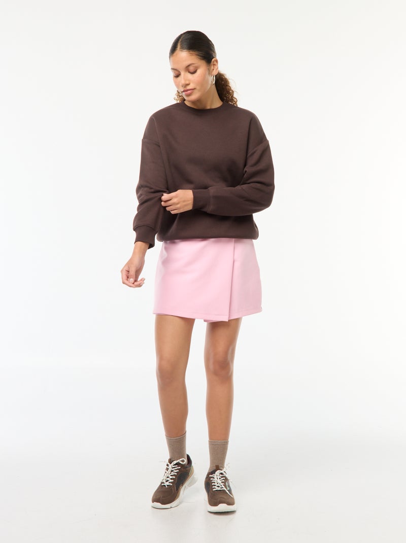 Effen sweater van warme joggingstof bruin - Kiabi